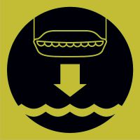 Znak morski - opuścić na wodę łódź ratunkową