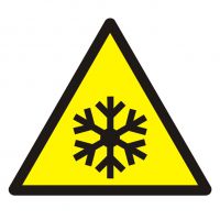 Znak BHP - ostrzeżenie przed niską temperaturą / warunkami zamarzania