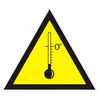 Znak BHP - ostrzeżenie przed niskimi temperaturami