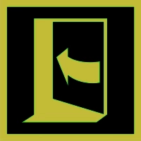 Znak ewakuacyjny - pchać aby otworzyć drzwi (lewe)