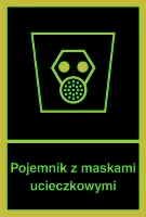 Znak ewakuacyjny - pojemnik z maskami ucieczkowymi