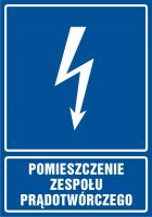 Znak elektryczny - pomieszczenie zespołu prądotwórczego - pionowy