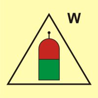 Znak morski - stanowisko zdalnego uwalniania (W - woda)
