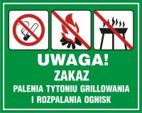 Tablica - UWAGA! Zakaz palenia tytoniu, grillowania i rozpalania ognisk