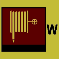 Znak morski - wąż i dysza pożarnicza (W - woda)