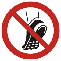 Znak BHP - zakaz wchodzenia w obuwiu z metalowa podeszwą