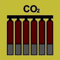 Znak morski - zamocowana bateria gaśnicza (CO2 - dwutlenek węgla)