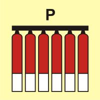 Znak morski - zamocowana bateria gaśnicza (P - proszek)