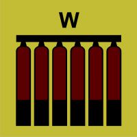 Znak morski - zamocowana bateria gaśnicza (W - woda)