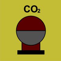 Znak morski - zamocowana butla gaśnicza umieszczona w zabezp. (CO2)