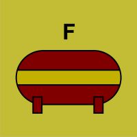 Znak morski - zamocowana instalacja gaśnicza (F - piana)