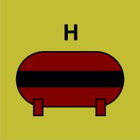 Znak morski - zamocowana instalacja gaśnicza (H - gaz)