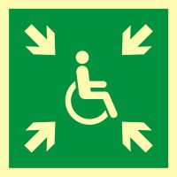 Znak ewakuacyjny - miejsce zbiórki do ewakuacji dla osób niepełnosprawnych